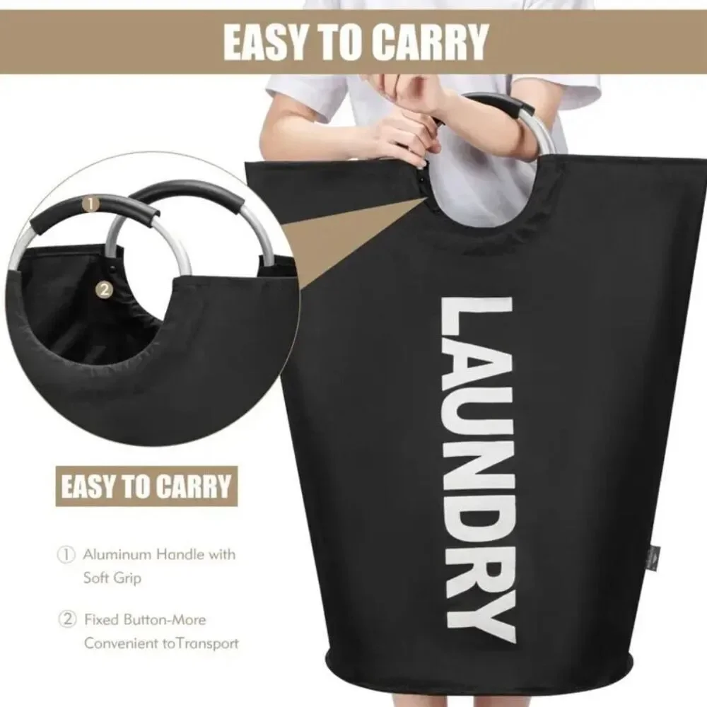 NWT Gorgeous Black 25.1ga Large Collapsible Fabric Laundry Hamper Padded Handles